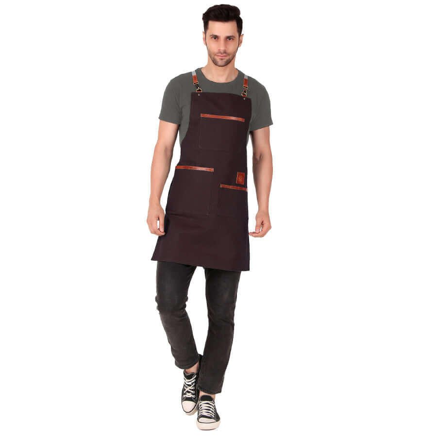 Brown apron 3  pocket