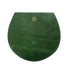Green leather saddle pad with a logo on a white background