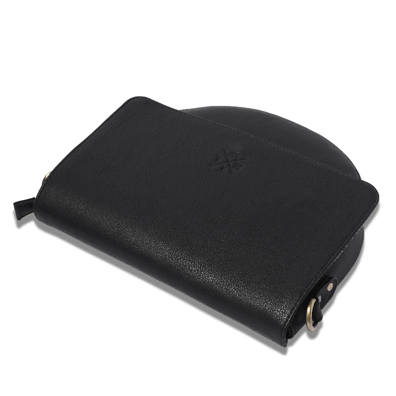 Black leather wallet on a white background