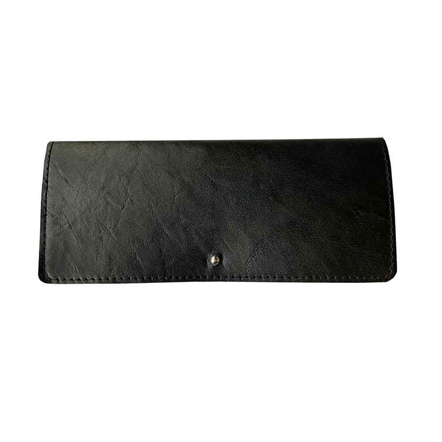 Black leather wallet on a white background