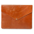 Brown leather envelope on a white background