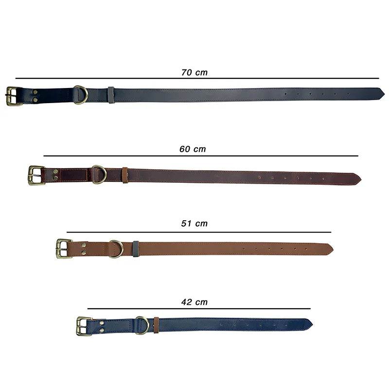 Set of leather belts with measurements on a white background