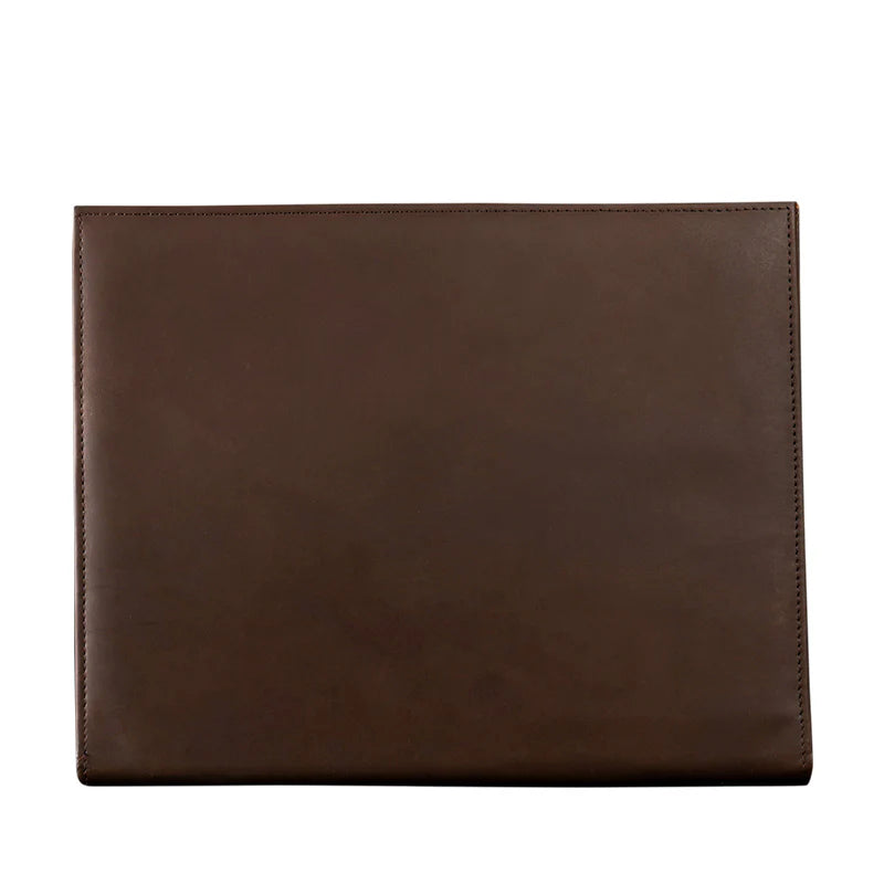 Brown leather portfolio on a white background