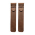 Two brown leather straps on a white background