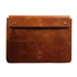 Brown leather envelope with gold studs on a white background