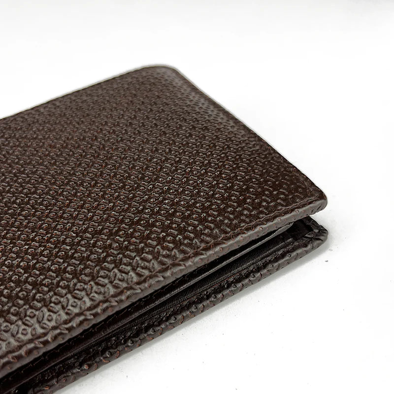 Brown textured wallet on a white background