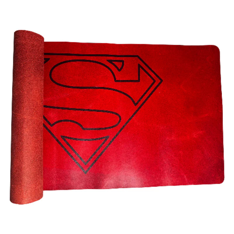 Red scroll with Superman logo on a white background