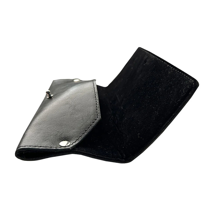 Black leather wallet on a white background