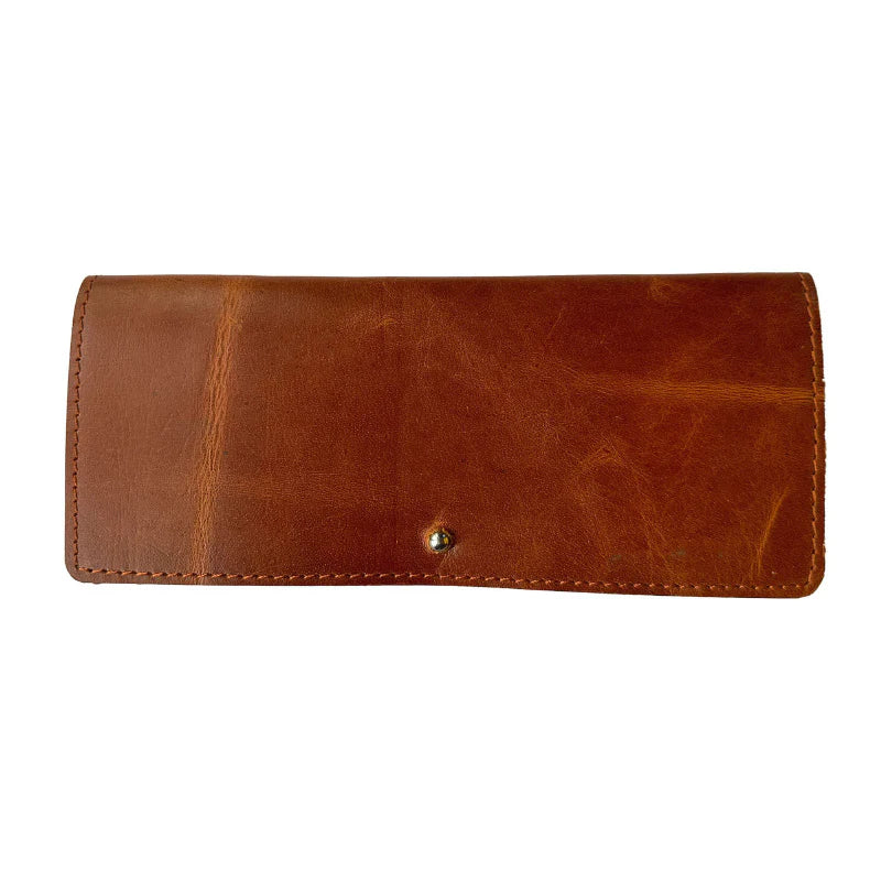 Brown leather wallet on a white background