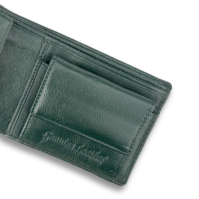 Green leather wallet with &
