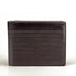 Black leather wallet with textured surface on a white background