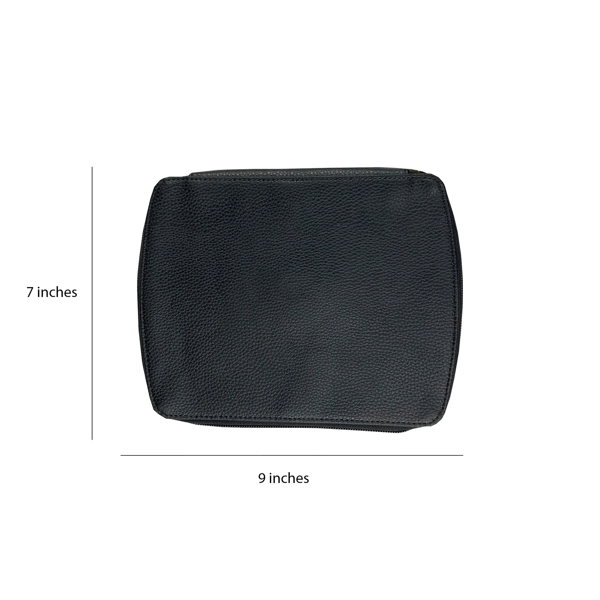 Black rectangular cushion with dimensions labeled on a white background