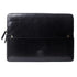 Black leather clutch bag on a white background