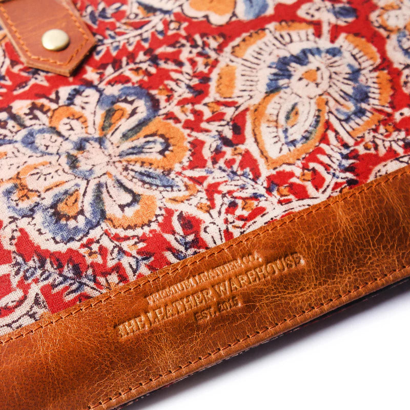 Vintage Kalamkari Red Leather Sleeve