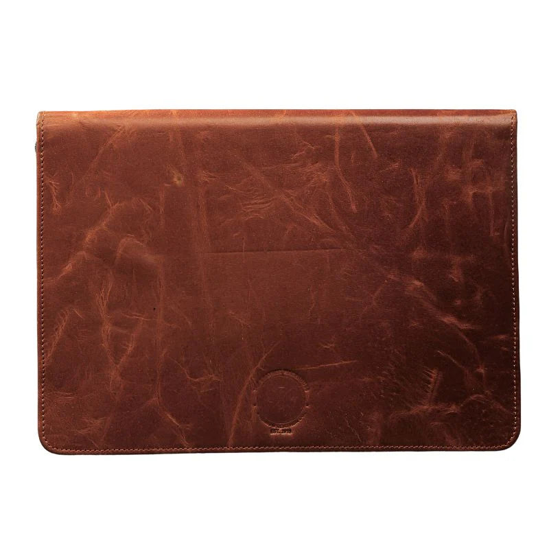 Brown leather pouch on a white background