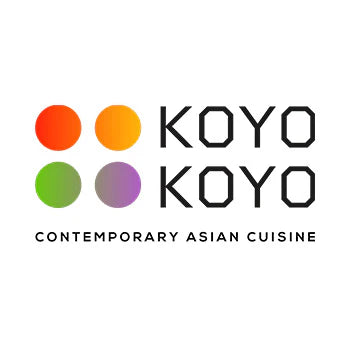 Koyo Koyo logo with colorful dots and text on a white background