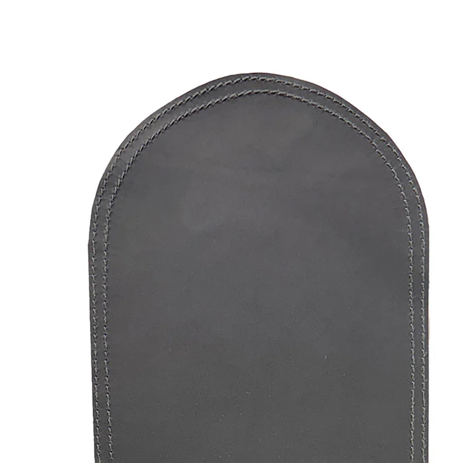 Dark gray leather glove on a white background