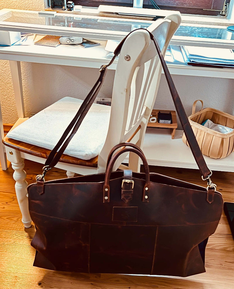 Leather Garment Bag of usa customer lifestyle real time image of suit cover