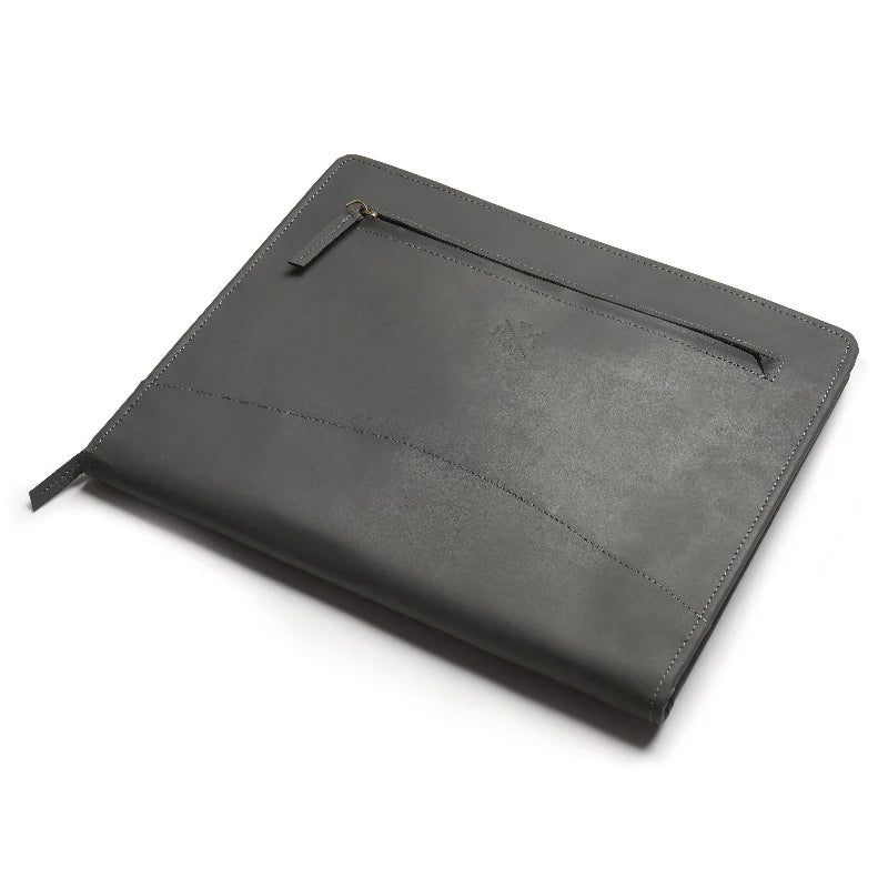 Black leather pouch on a white background