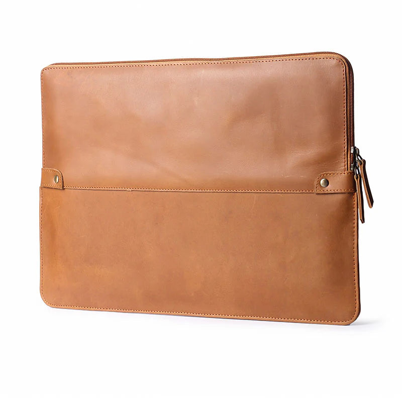 Brown leather sleeve on a white background
