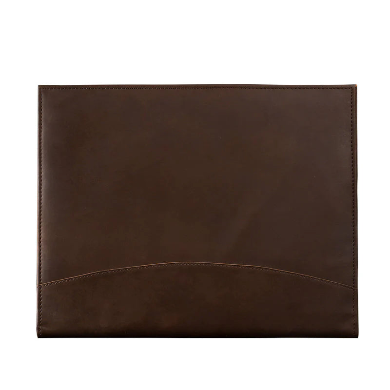 Brown leather folder on a white background