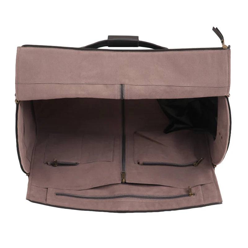 Brown pet carrier with open front compartment on a white background