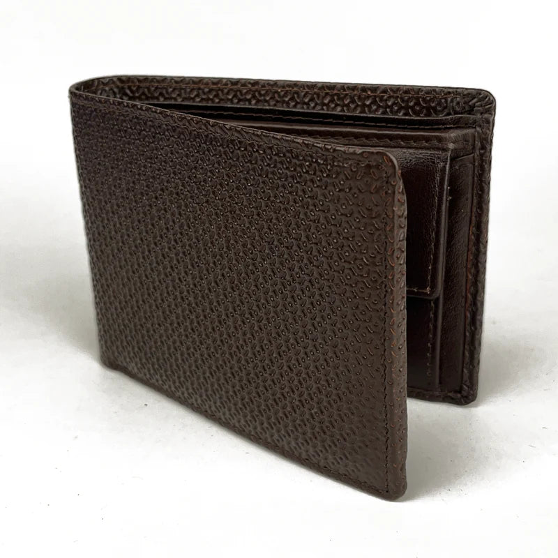 Brown textured wallet on a white background