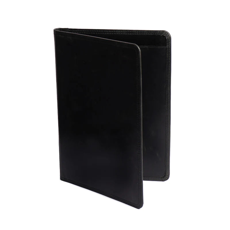 Black leather wallet on a white background
