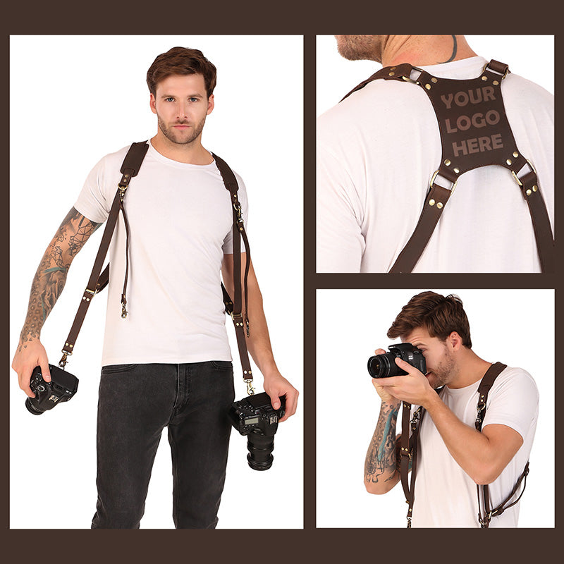 Double Leather Camera Harness | Dual Strap for 2 Cameras
