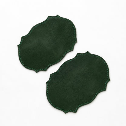 Green Full-Grain Leather Coaster – Ornate Edge