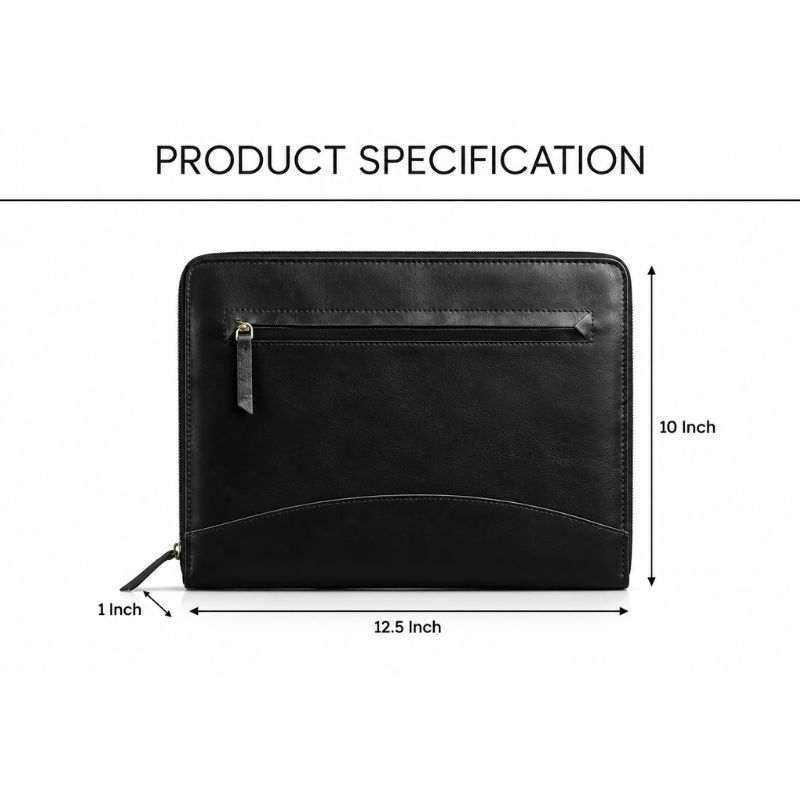 Black Leather A4 File Folder Paramount