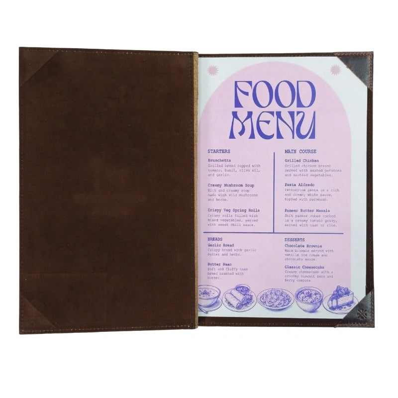 Leather Menu Holder for Cafe - Customized Menu Holder