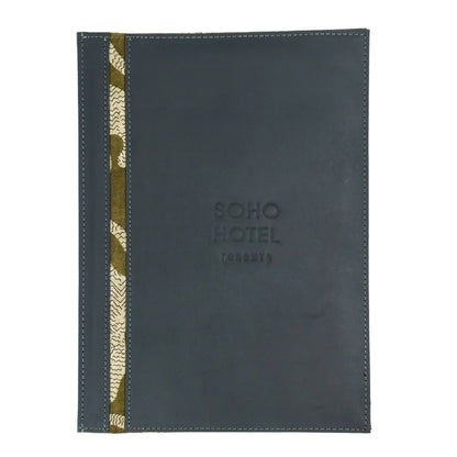 Custom Leather Menu Covers with Fabric Accent
