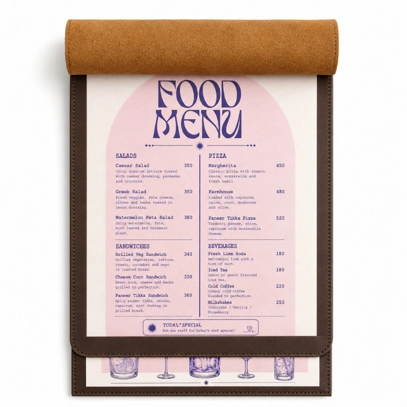 Leather Menu Holder for Restaurants - Customized Menu Holder
