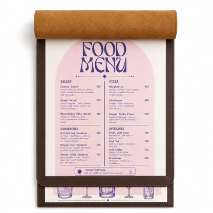 Leather Menu Holder for Restaurants - Customized Menu Holder
