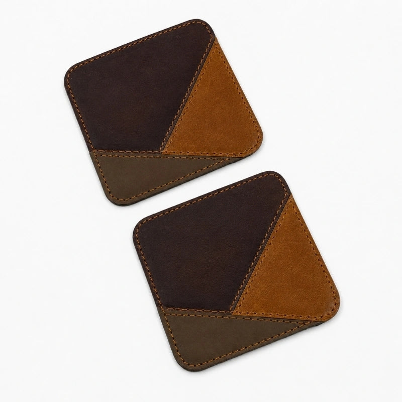 Geometric Blend Leather Coaster