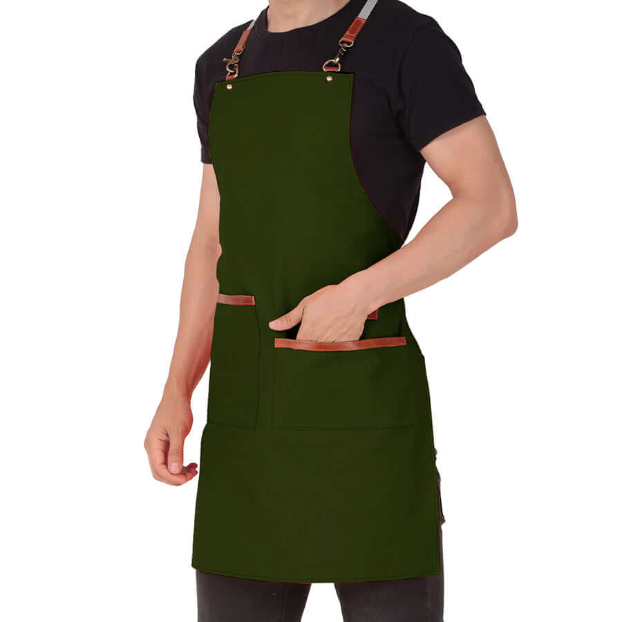 green apron with 2 pocket 