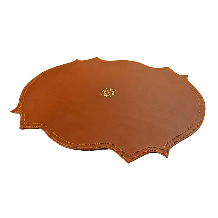 side brown leather luxury placemat for dining table