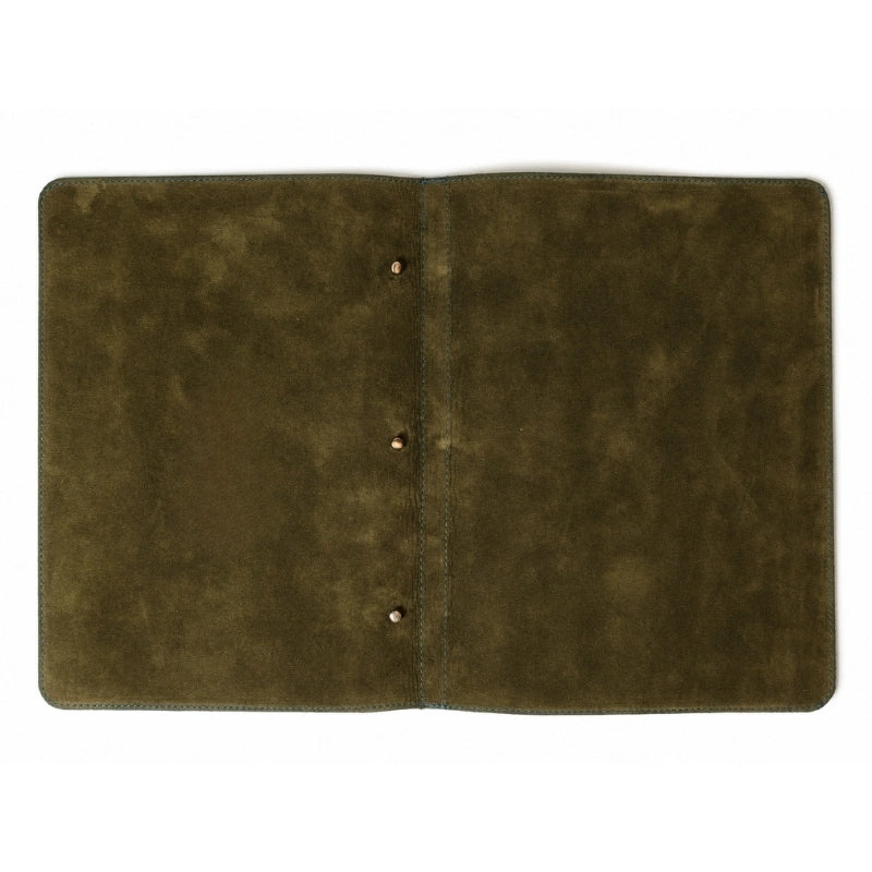 Green Leather Menu Holder with Ring Binder