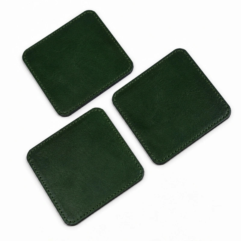 Forest Green Leather Cup Coaster