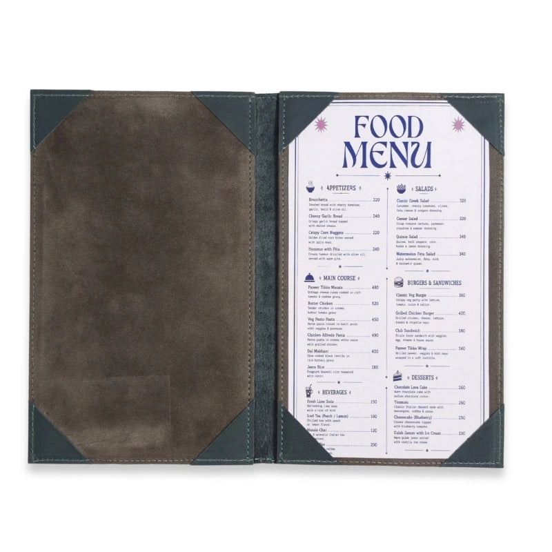 Menu Covers Leather - Customized Dark Slate Menu Cover