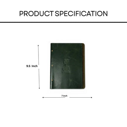 Green Leather Menu Holder with Ring Binder