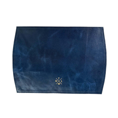 blue leather luxury placemat for dining table