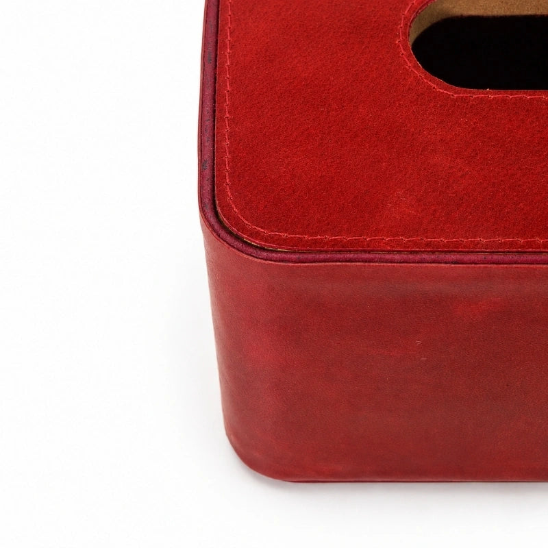 Luxury Red Leather Tissue Boxes