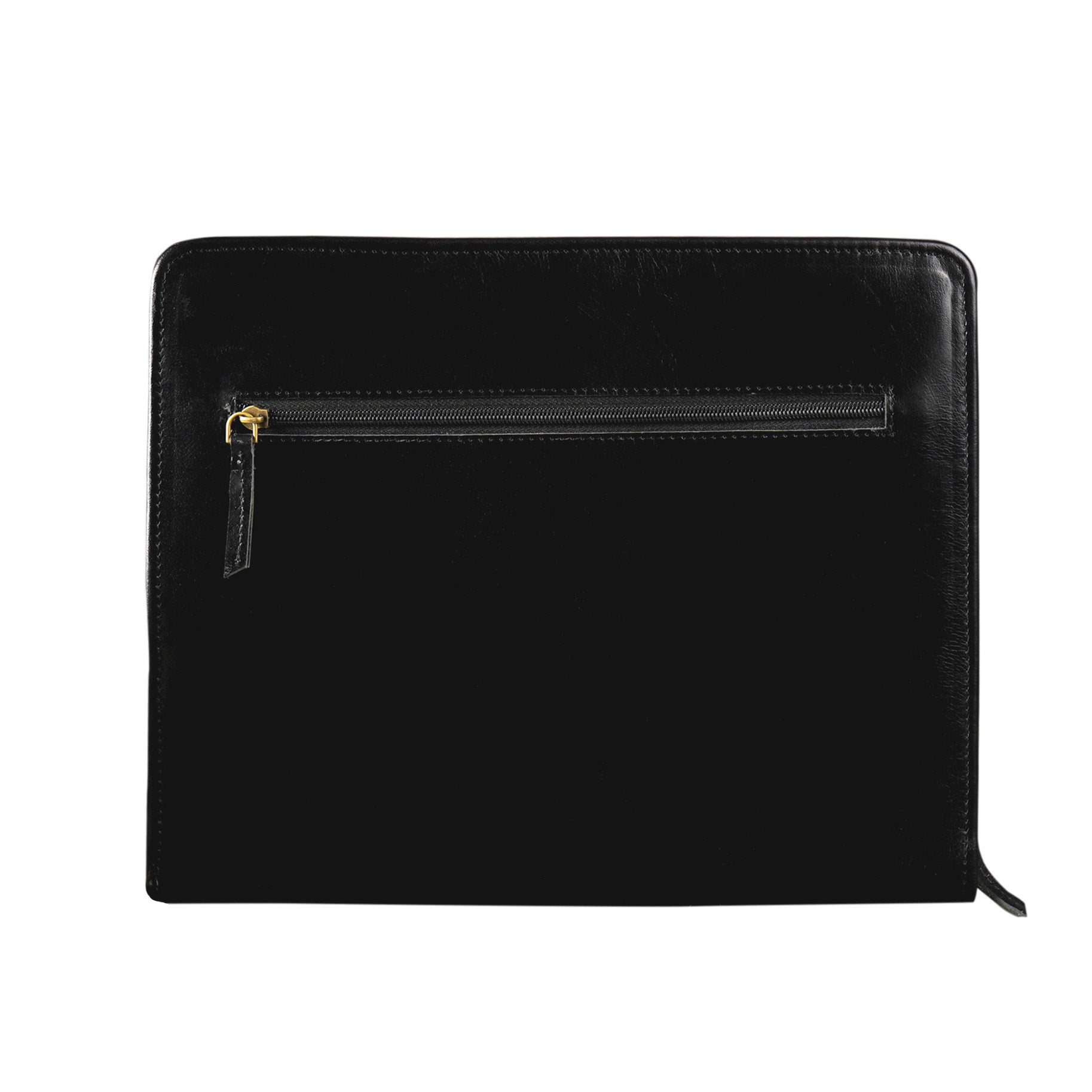 black leather a4 inner zipper  file folder 