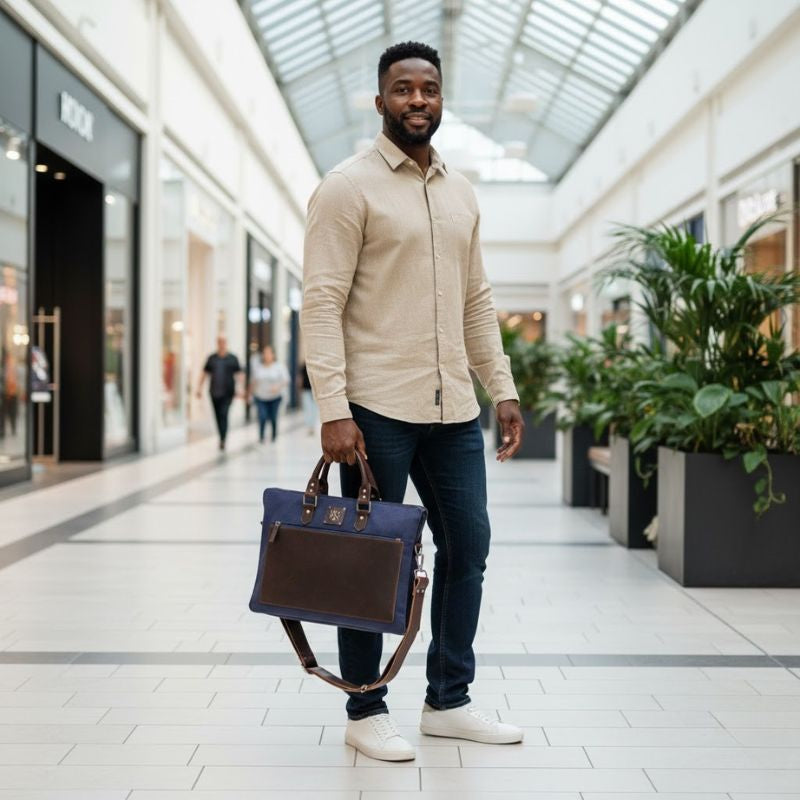 Blue Canvas Messenger Bag