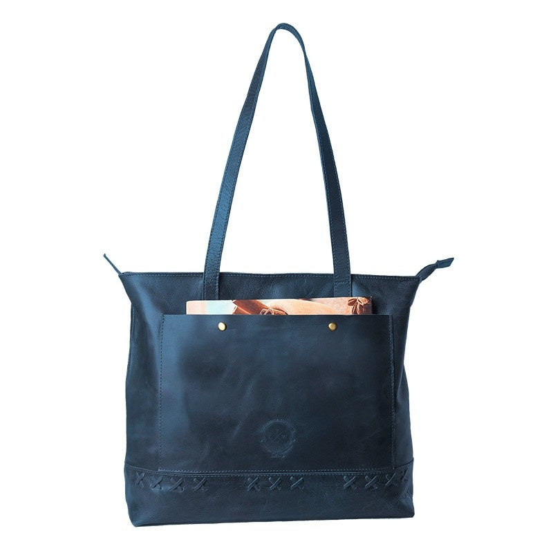 blue leather bag for women