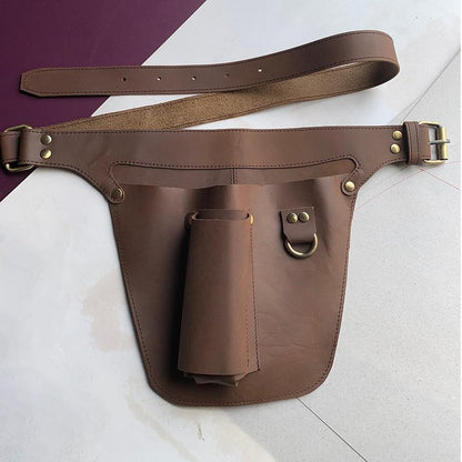 brown leather personalized gardening tool belt organizer 