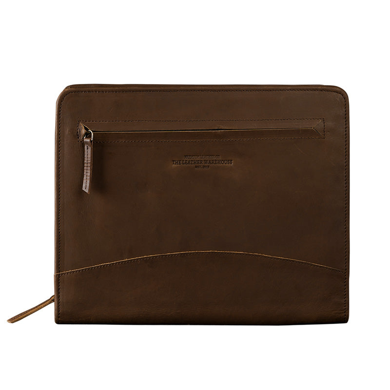 leather file folder brown