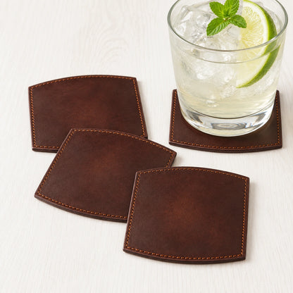 Whiskey Barrel Arch Leather Coaster